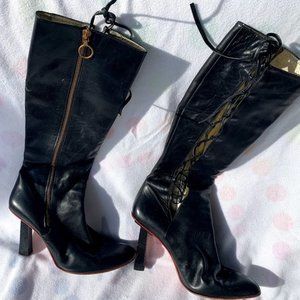 VERSACE VERSUS leather calf high boots IT 40 sz 9